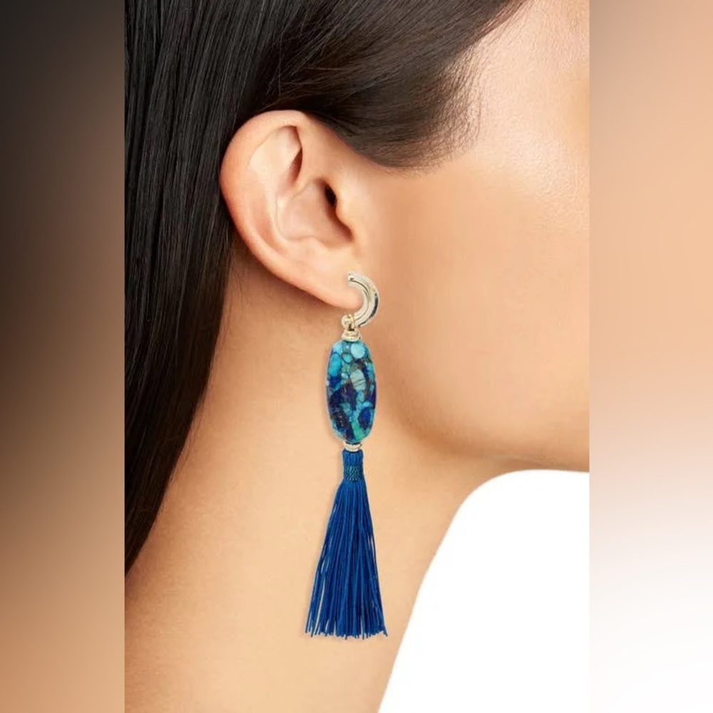 Kendra Scott Insley Statement Drop Earring Gold/Blue Mix One Size